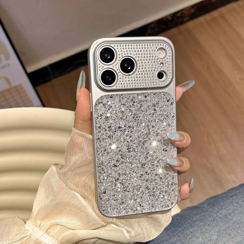 Tablet Accessories Aesthetic - Glitzer-Diamant-Kameraobjektiv Großfenster-Handyhülle für iPhone Air 18