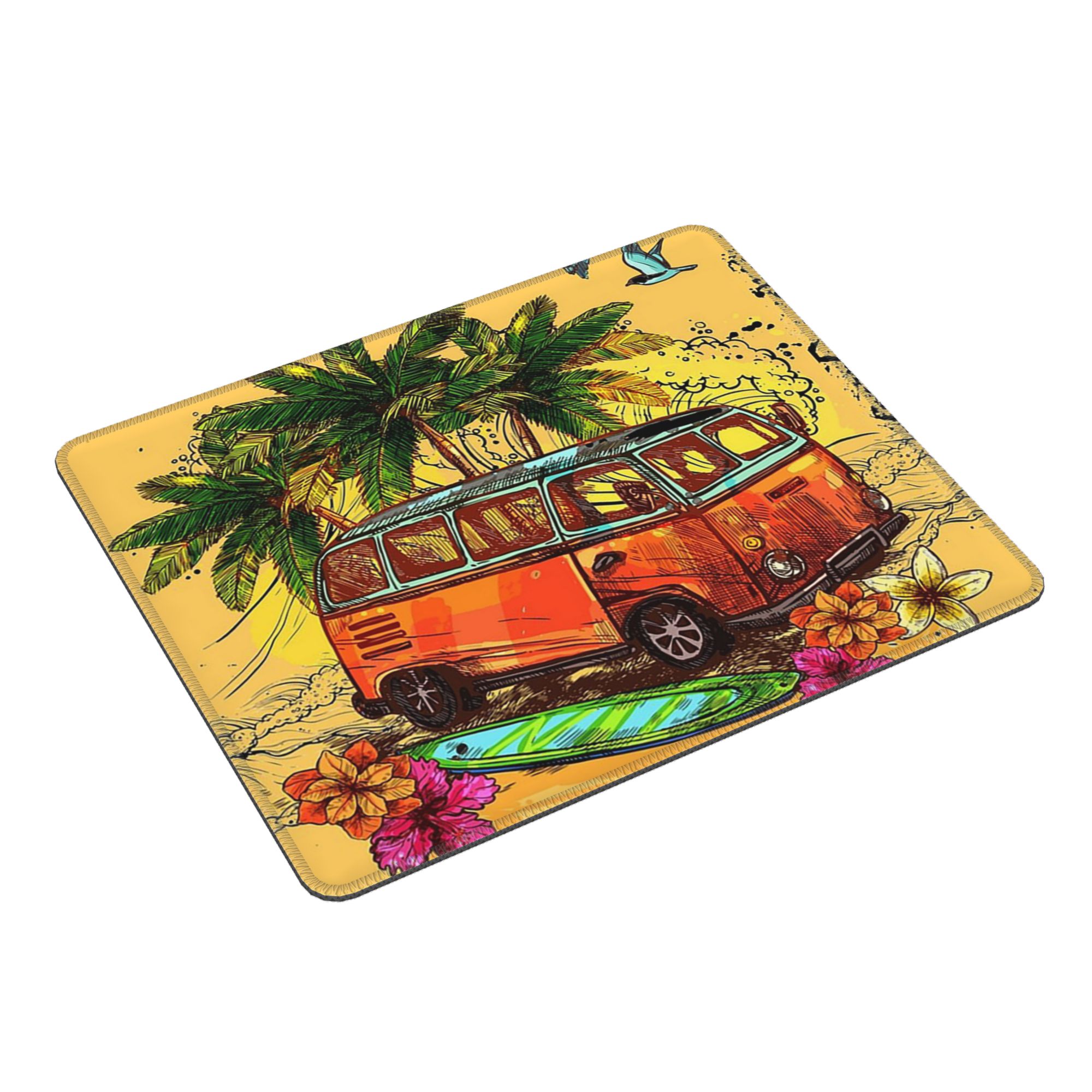 Office Table Accessories Unique - Einzigartige Strandlandschaft und Campingbus-Mauspad, Computer-Tastatur-Mauspad, Gaming-Laptop-Schreibtischunterlage,