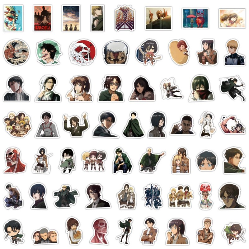 Tablet Accessories Aesthetic - 60 Stück Attack on Titan Anime-Aufkleber,