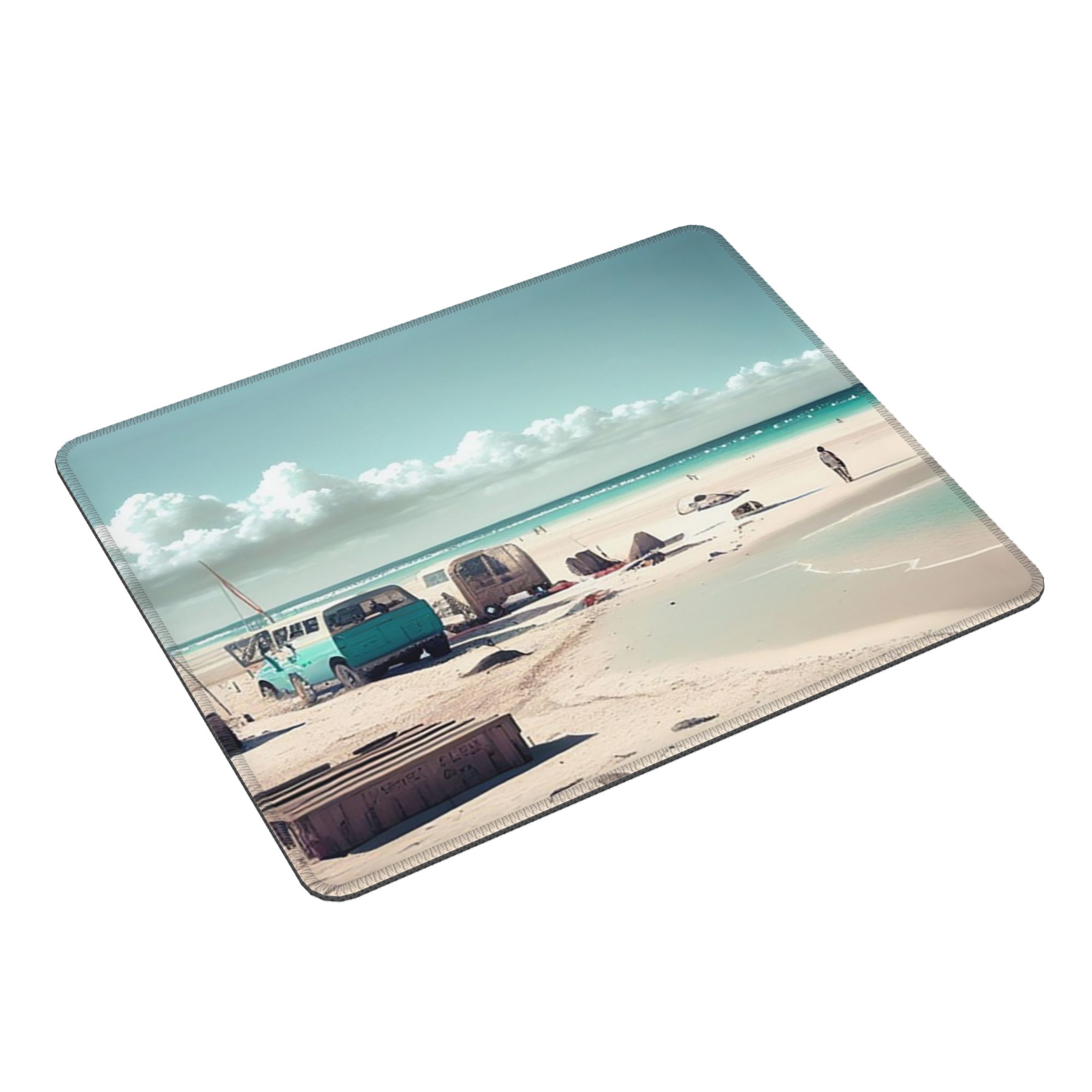 Office Table Accessories Unique - Einzigartige Strandlandschaft und Campingbus-Mauspad, Computer-Tastatur-Mausmatte, Gamer-Laptop-Schreibtischunterlage,
