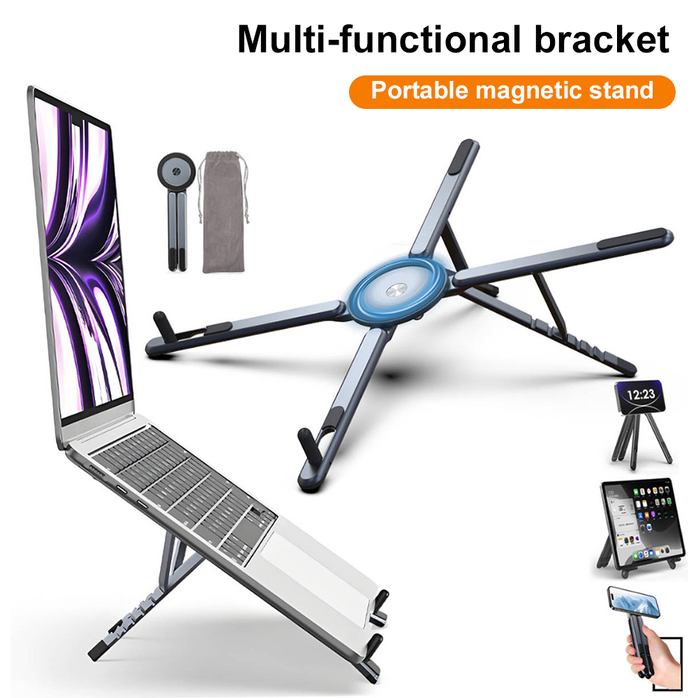 Laptop Tablet Accessories - Tragbarer Magnetischer Handyhalter & Selfie-Stick 3-in-1